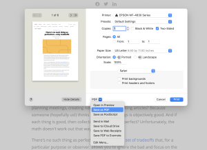 How to make utilizing built-in PDF creation features